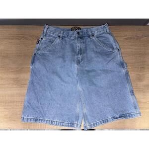 Gravel Gear Denim Carpenter Shorts Relaxed Fit Utility Pockets Blue 32W Jorts